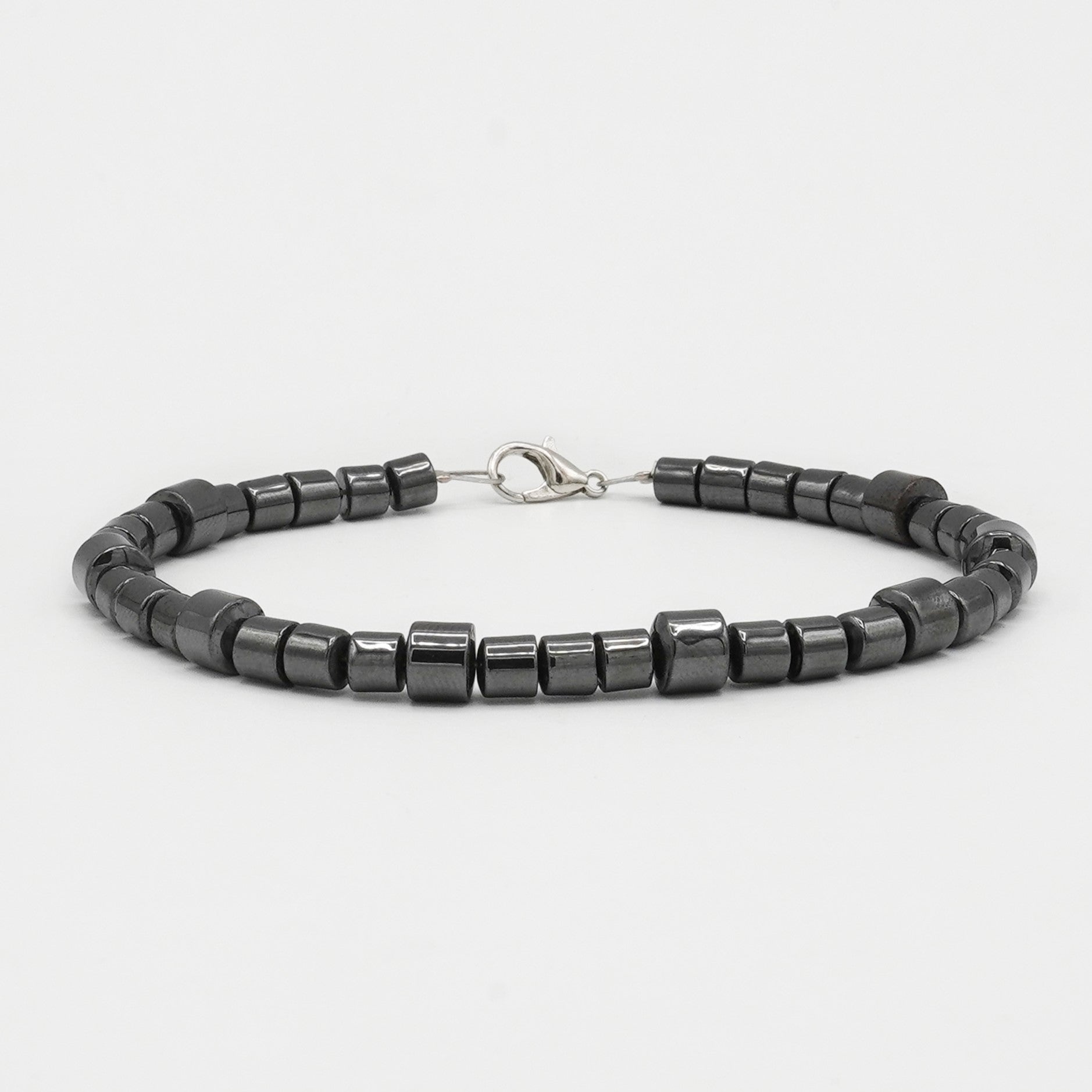 Glossy Black Cylinder Bead Bracelet - Biraaj