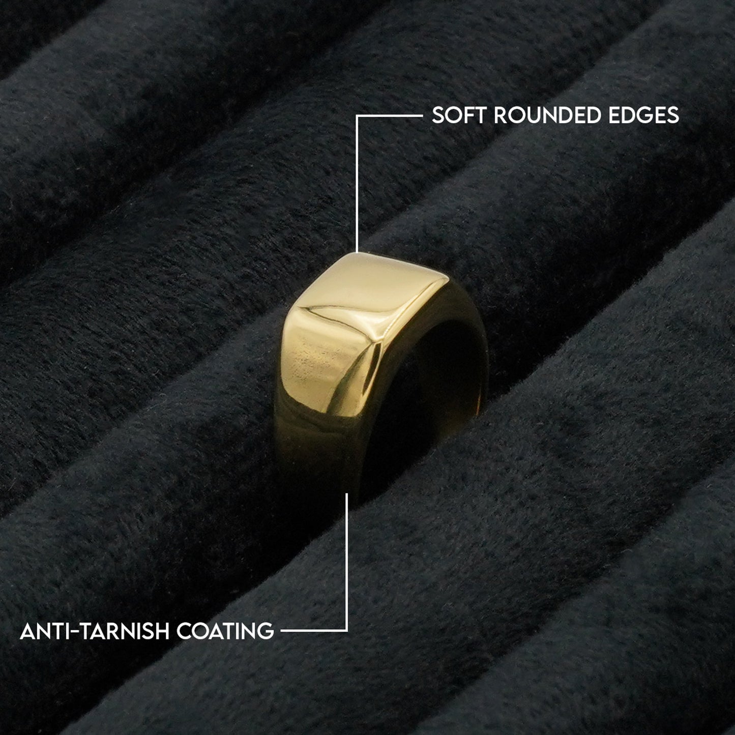 Plain Square Signet Ring 6mm (Gold) - Biraaj