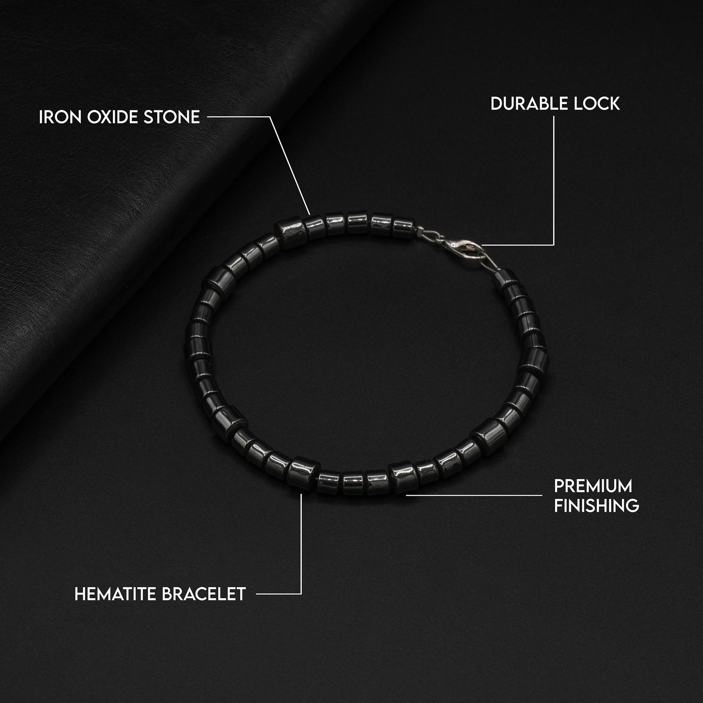 Glossy Black Cylinder Bead Bracelet - Biraaj