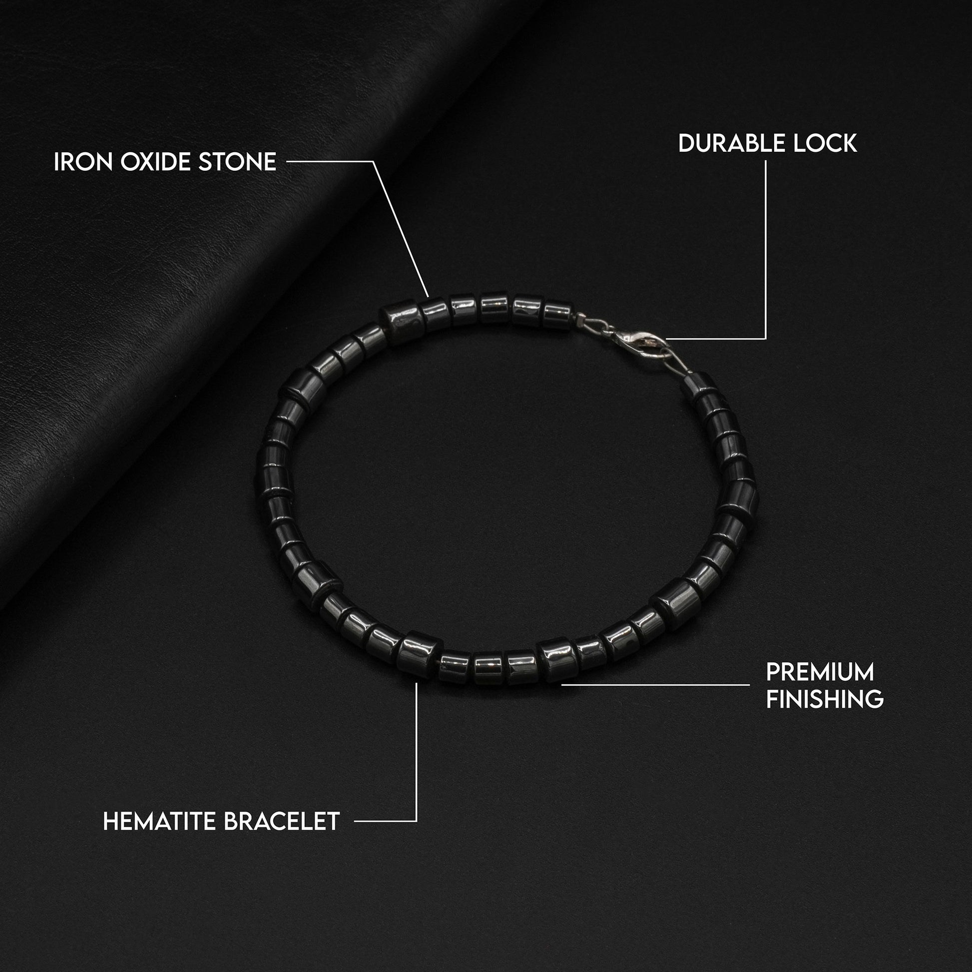 Glossy Black Cylinder Bead Bracelet - Biraaj