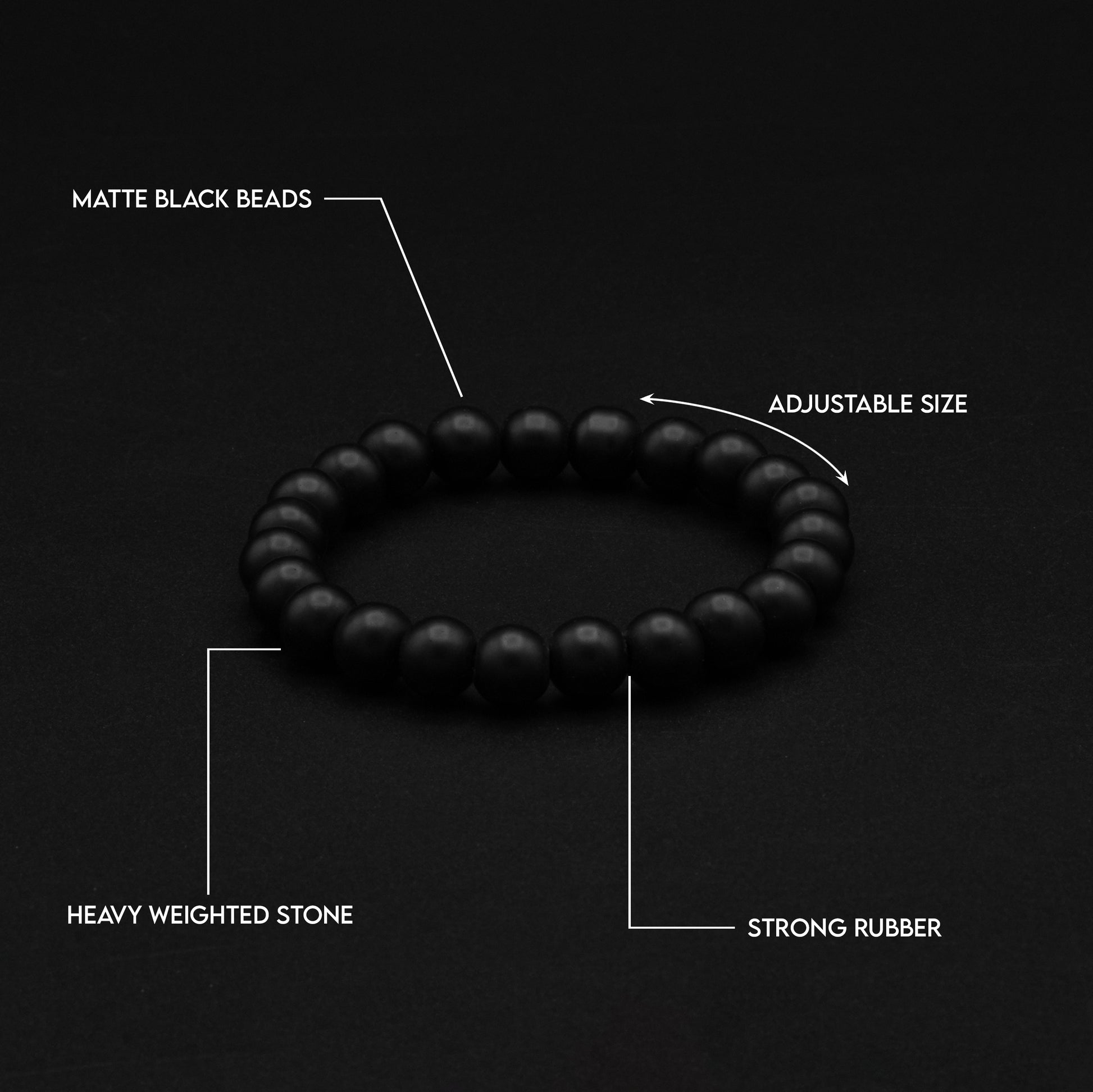 Matte Black Beads Bracelet - Biraaj