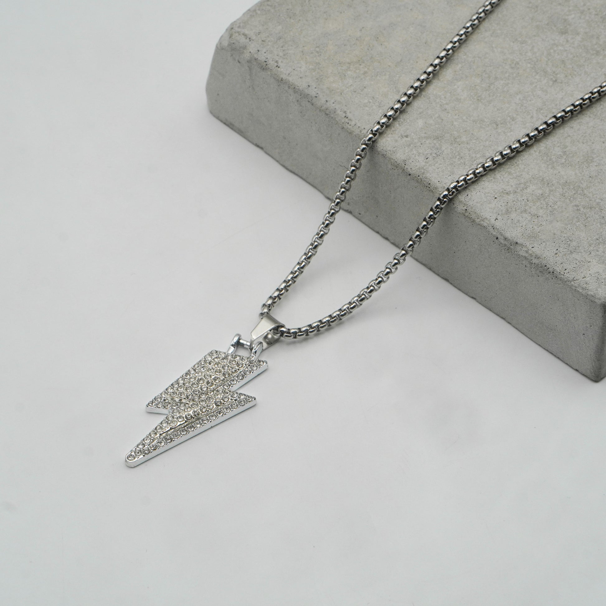 Lightning Bolt With Crystal Accents Pendant - Biraaj
