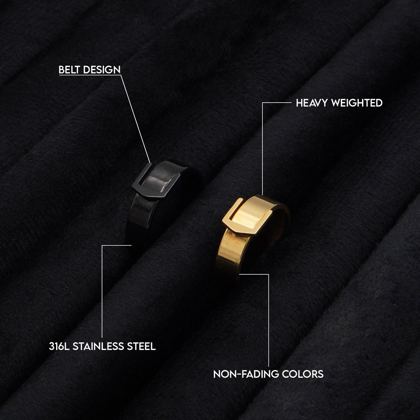 Modern Belt Ring (Black) - Biraaj