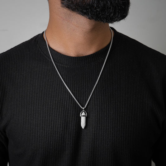 Turquoise White Crystal Pendant - Biraaj