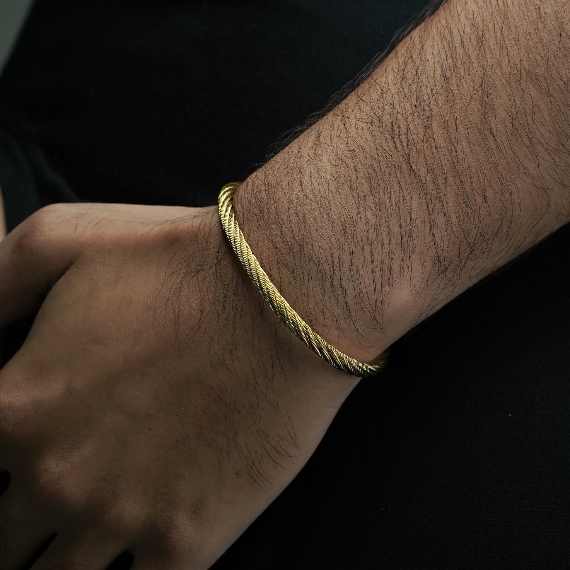 Twisted Cuff Bangle (Gold) - Biraaj