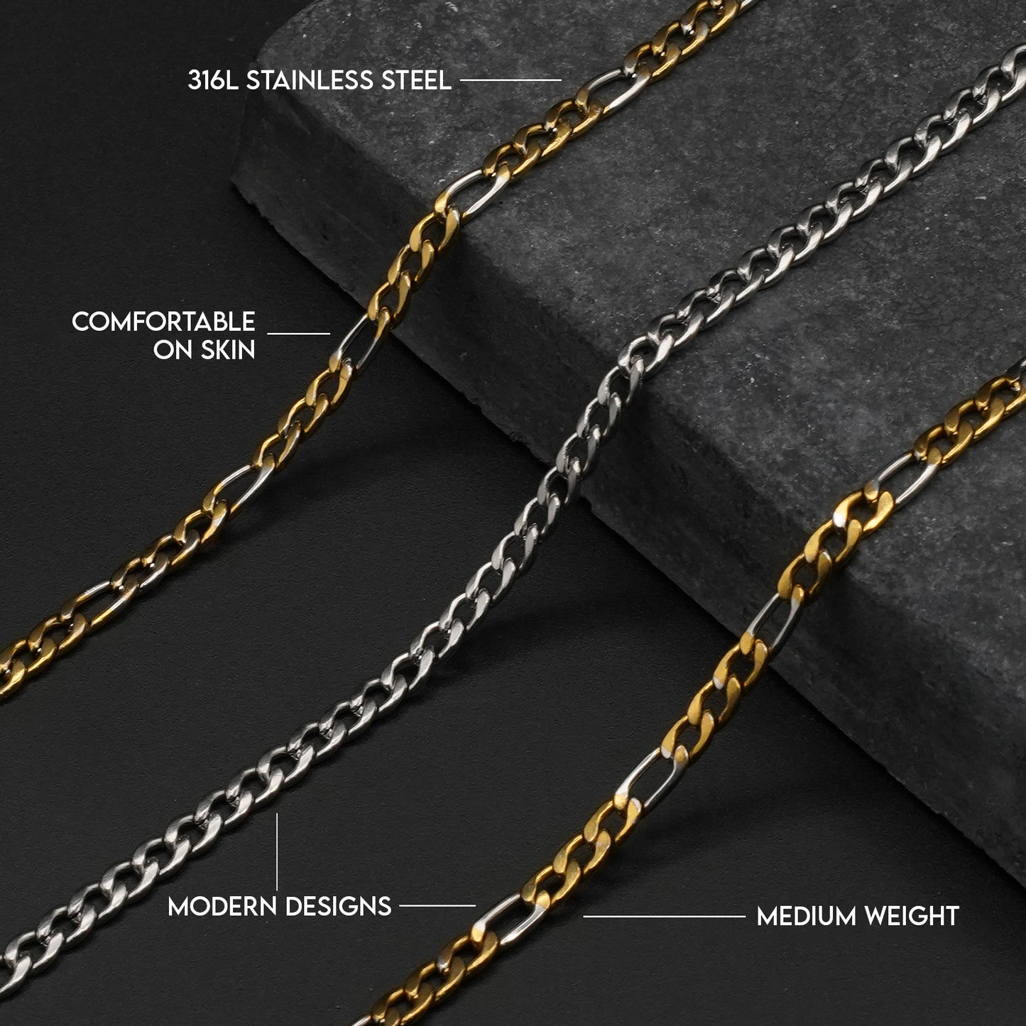 Cubin Link Chain 3mm (Silver) - Biraaj