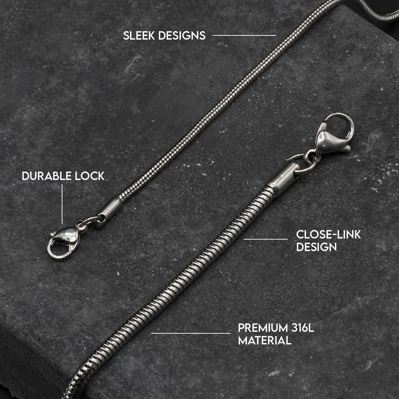 Round Snake Chain (3mm) - Biraaj