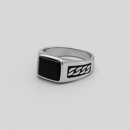 Black Stone Chain Ring