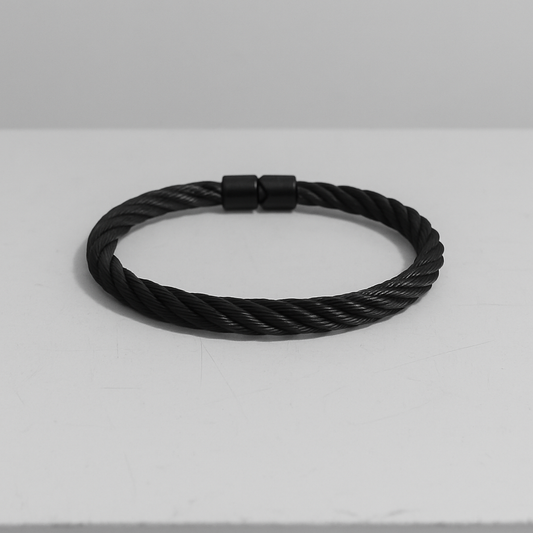 Twisted Cuff Bangle (Black)