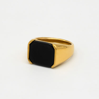 Black Onyx Signet Ring (Gold) - Biraaj