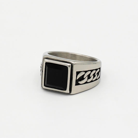 Black Stone Chain Ring