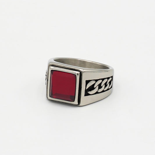 Red Stone Chain Ring