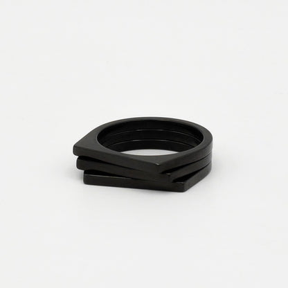 Geometric Stacking Ring (Black) - Biraaj