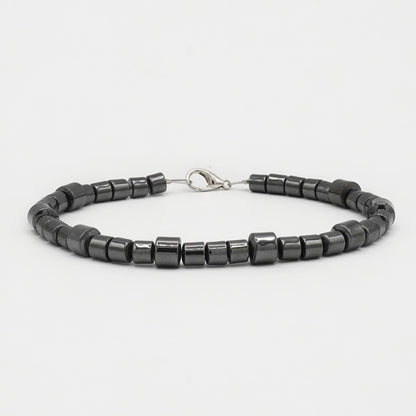 Glossy Black Cylinder Bead Bracelet - Biraaj