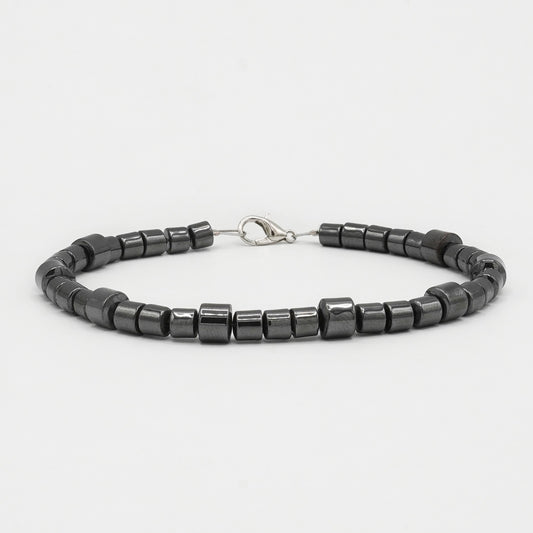 Glossy Black Cylinder Bead Bracelet - Biraaj