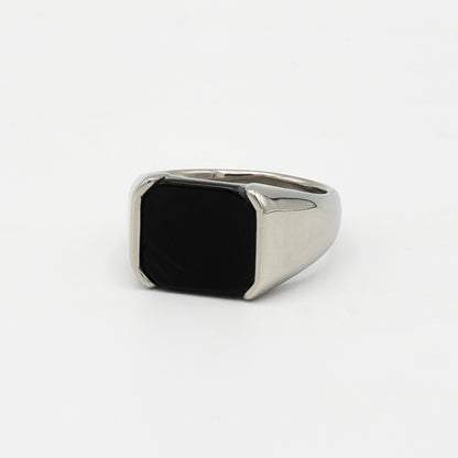 Black Onyx Signet Ring (Silver) - Biraaj