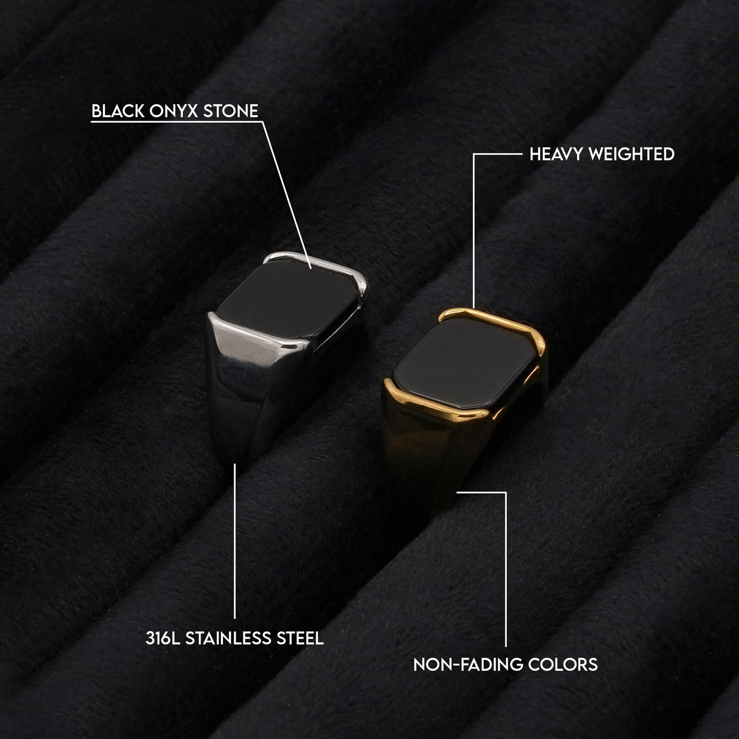 Black Onyx Signet Ring (Silver) - Biraaj