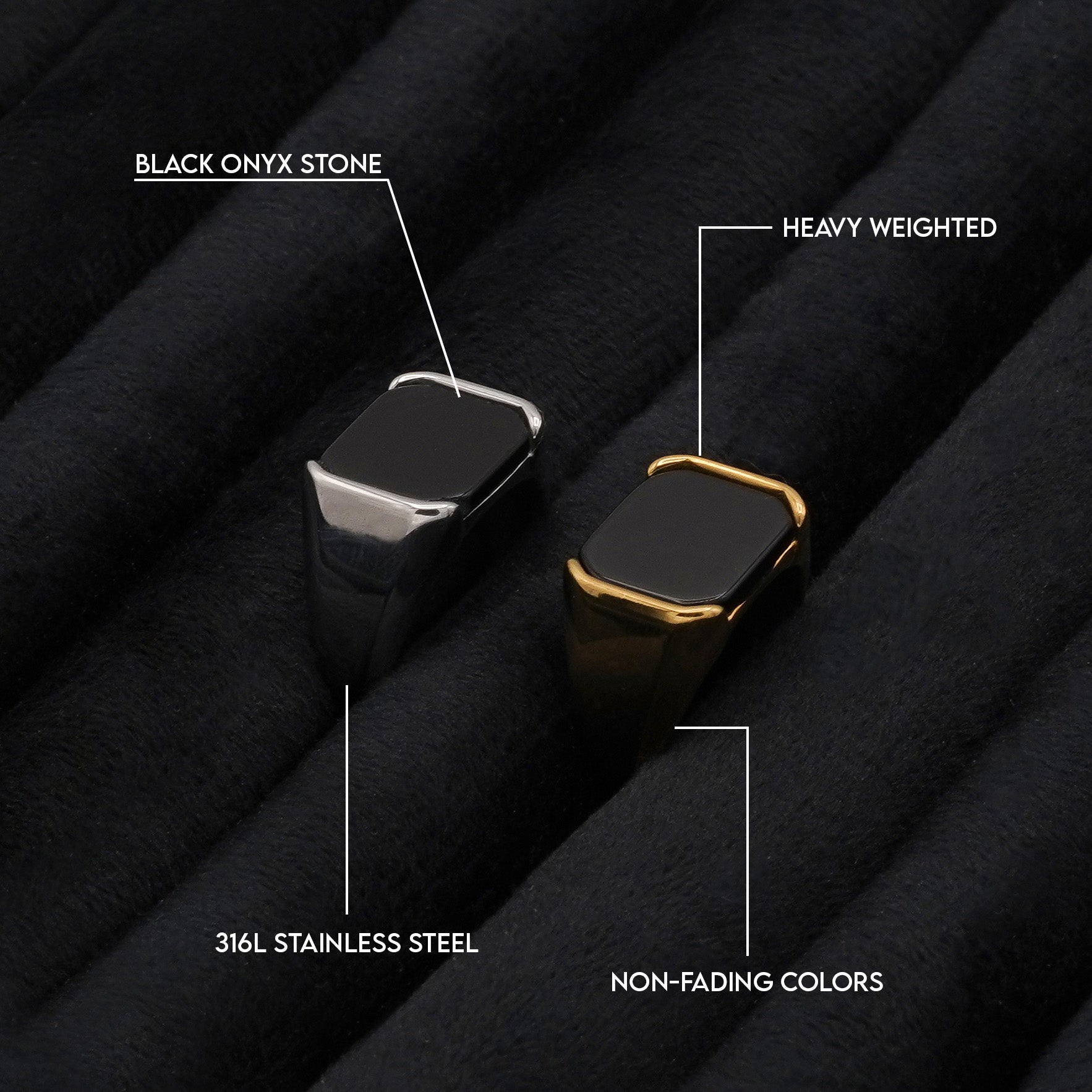 Black Onyx Signet Ring (Silver) - Biraaj