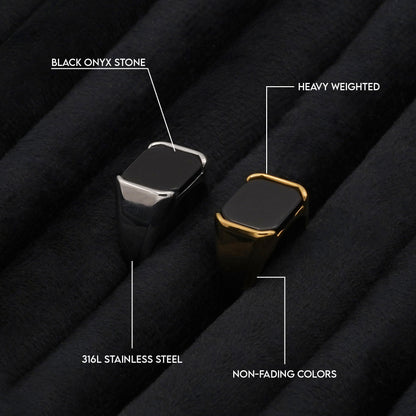 Black Onyx Signet Ring (Silver) - Biraaj