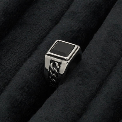 Black Stone Chain Ring - Biraaj
