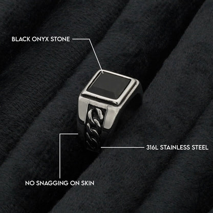 Black Stone Chain Ring - Biraaj