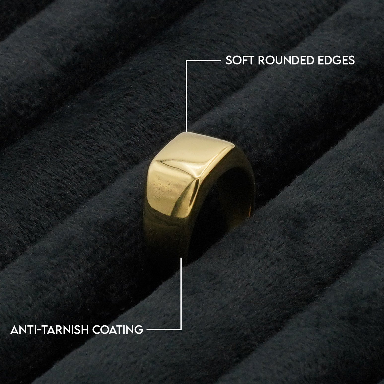 Plain Square Signet Ring 6mm (Gold) - Biraaj