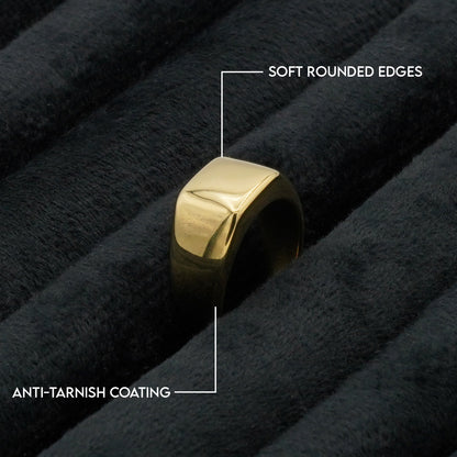 Plain Square Signet Ring 6mm (Gold) - Biraaj