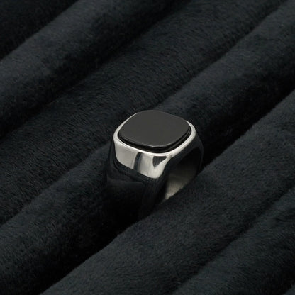 Black Onyx Signet Ring 16mm (Silver) - Biraaj