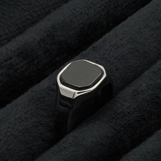 Black Onyx Signet Ring 13mm (Silver)