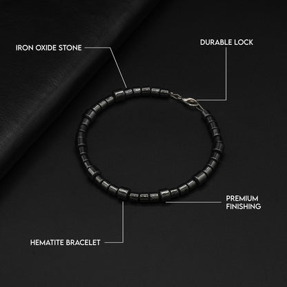 Glossy Black Cylinder Bead Bracelet - Biraaj