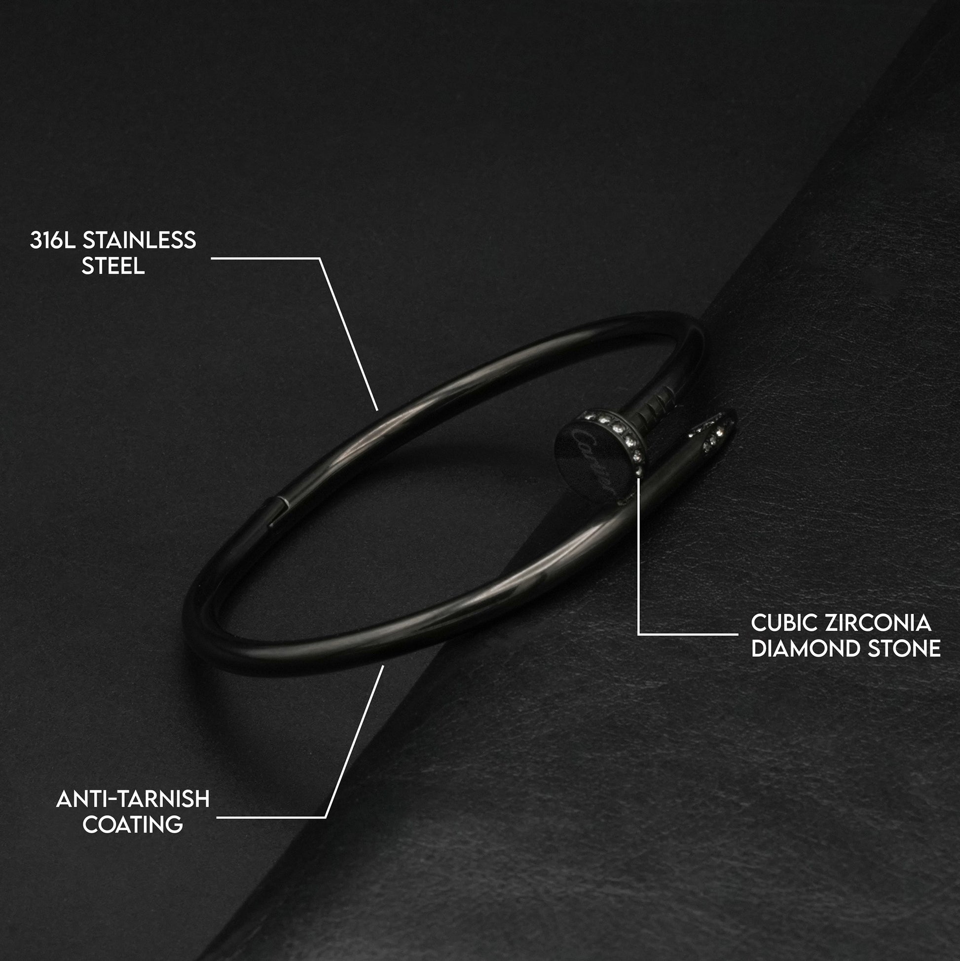 Nail Armlet Bangle (Black) - Biraaj