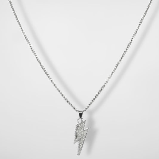 Lightning Bolt With Crystal Accents Pendant - Biraaj