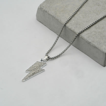 Lightning Bolt With Crystal Accents Pendant - Biraaj