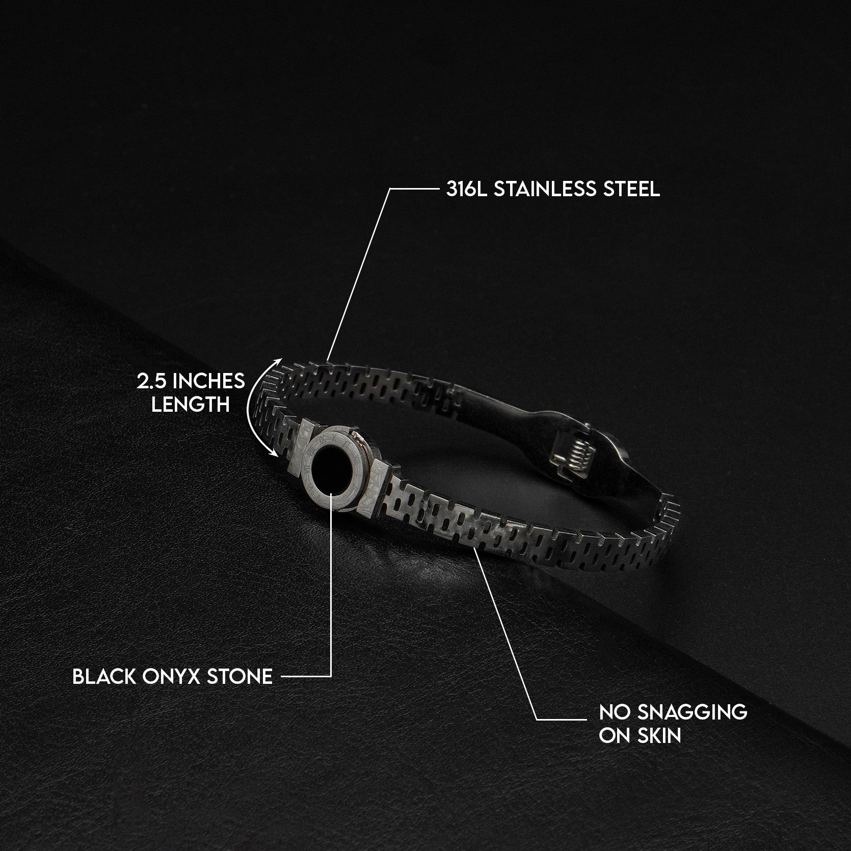 Black Onyx Bangle (Silver) - Biraaj