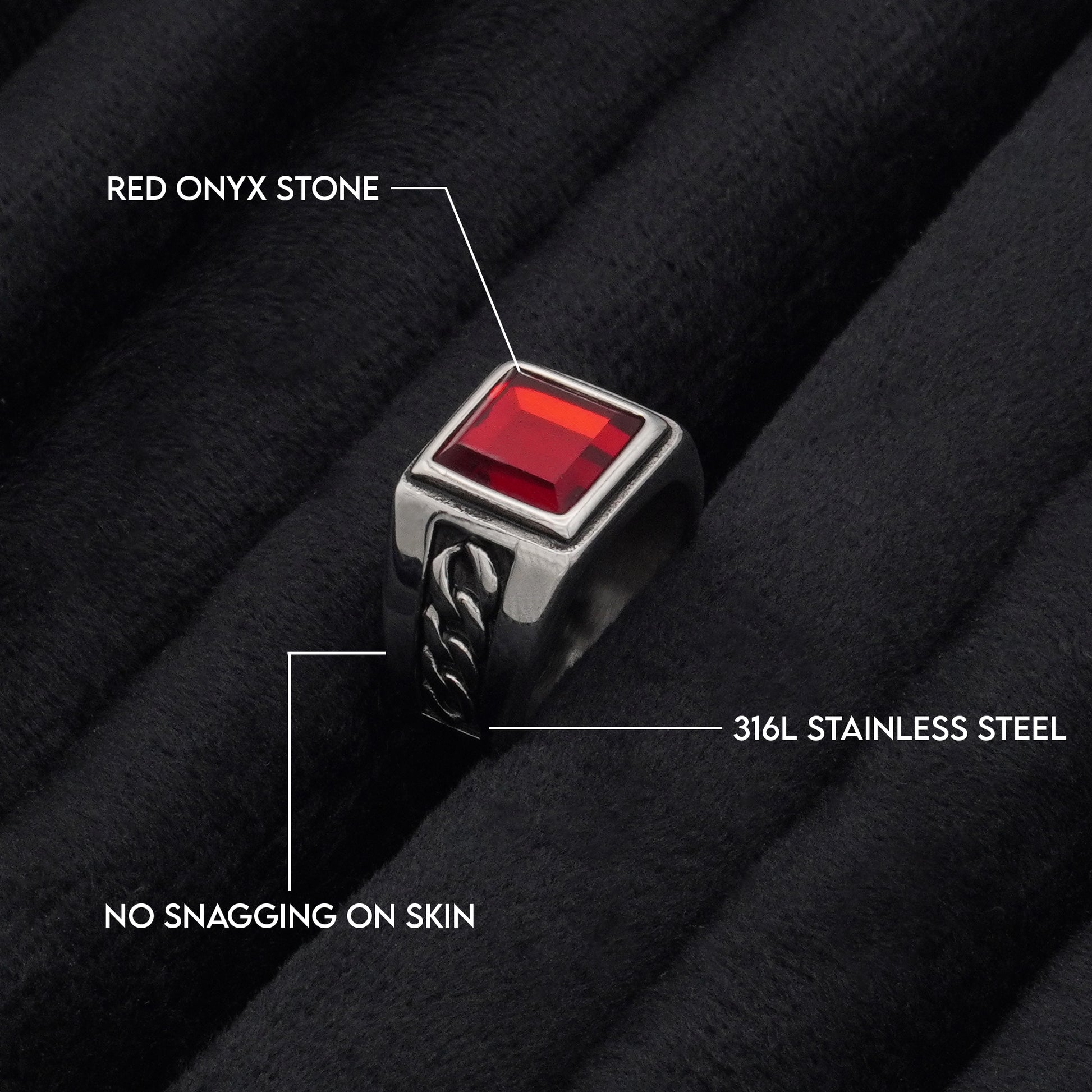 Red Stone Chain Ring - Biraaj