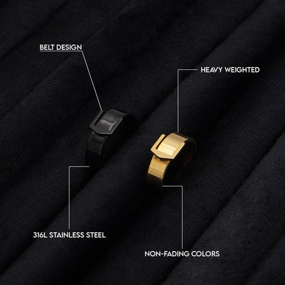 Modern Belt Ring (Black) - Biraaj