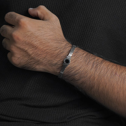 Black Onyx Bangle (Silver) - Biraaj