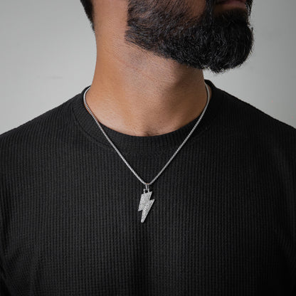 Lightning Bolt With Crystal Accents Pendant - Biraaj