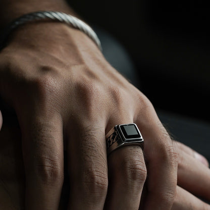 Black Stone Chain Ring - Biraaj