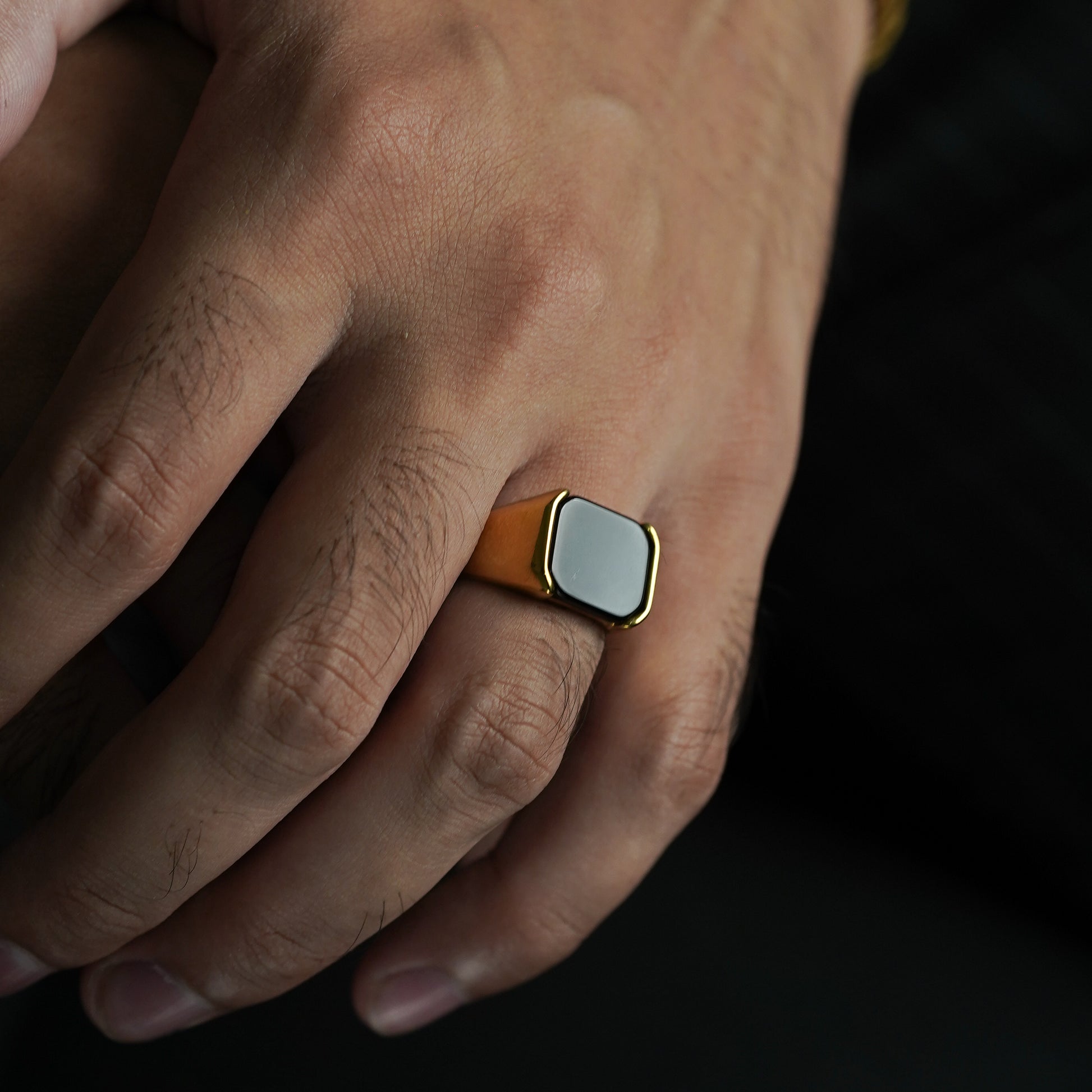 Black Onyx Signet Ring (Gold) - Biraaj