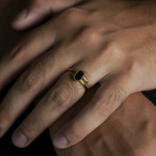 Modern Oval Accent Ring (Gold) - Biraaj