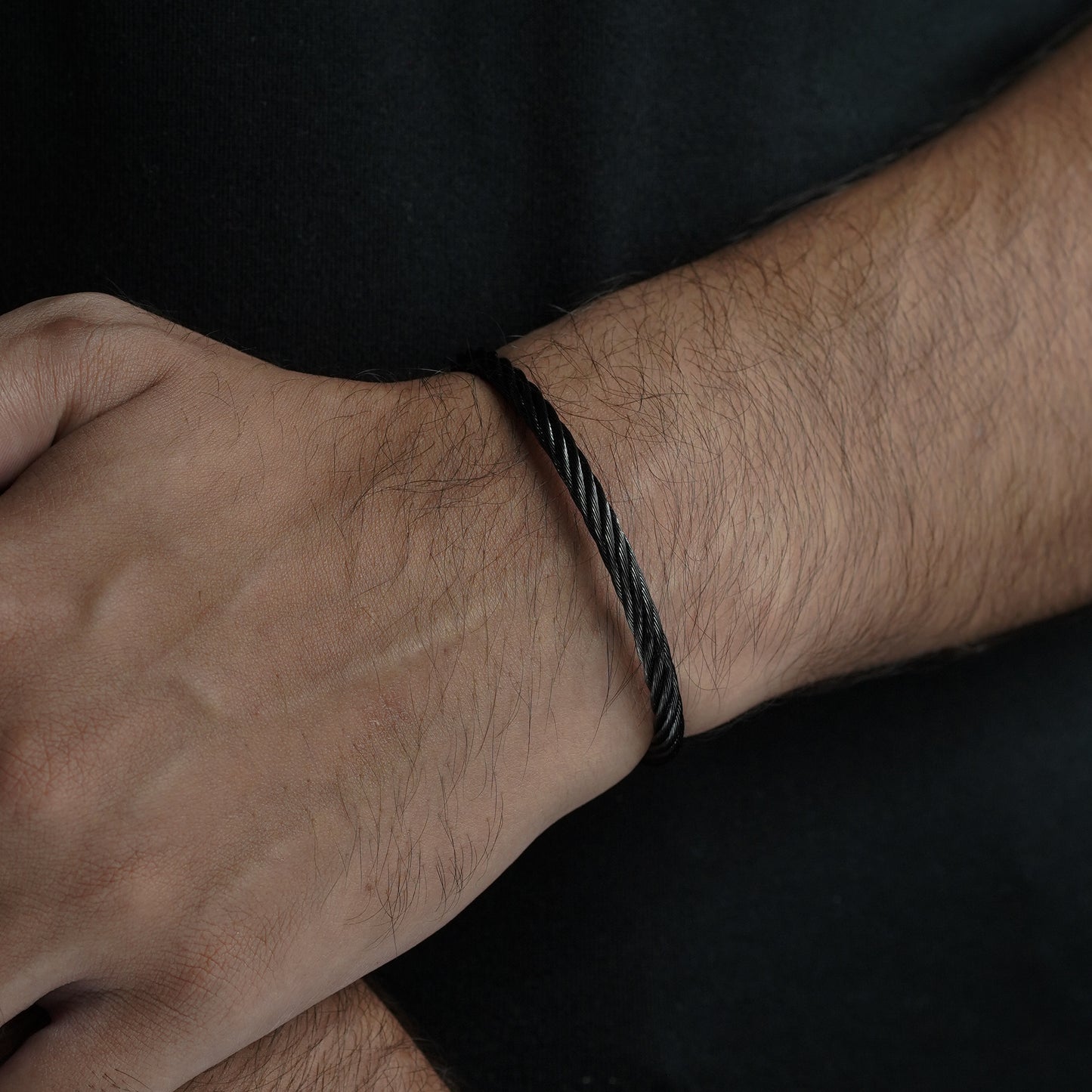 Twisted Cuff Bangle (Black) - Biraaj