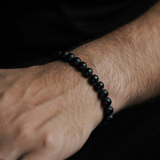 Matte Black Beads Bracelet - Biraaj
