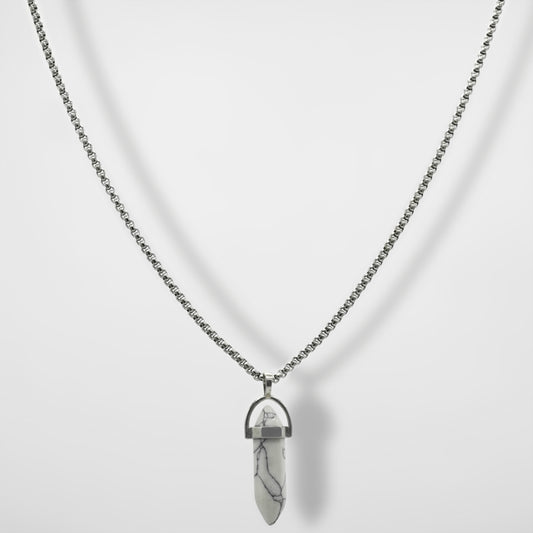 Turquoise White Crystal Pendant - Biraaj