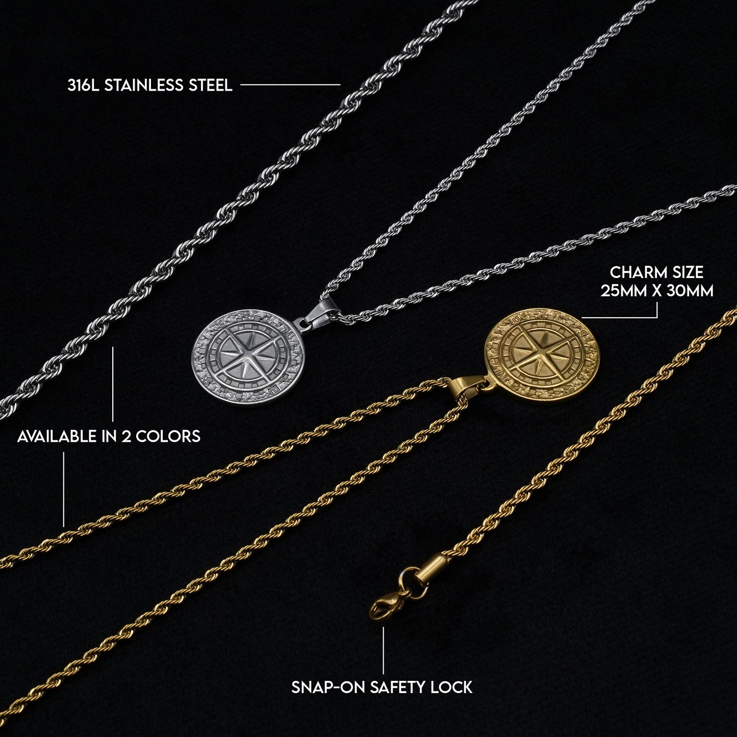 Compass Pendant (Silver) - Biraaj