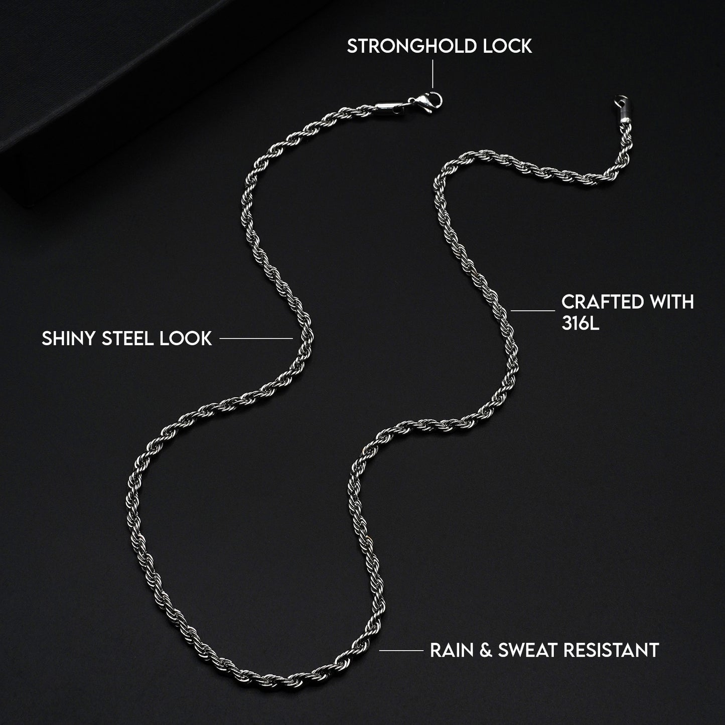Rope Chain 4mm (Silver) - Biraaj