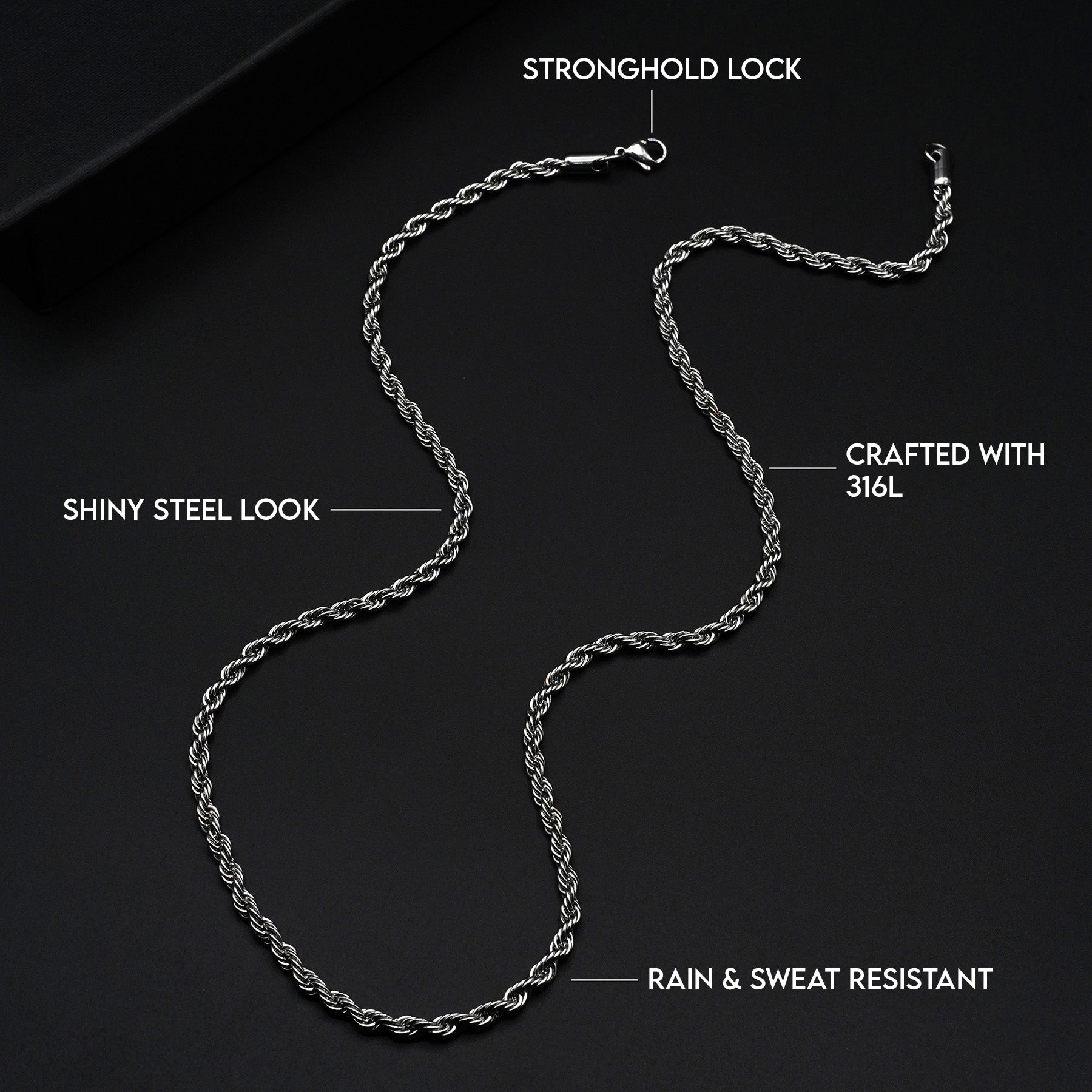 Rope Chain 4mm (Silver) - Biraaj