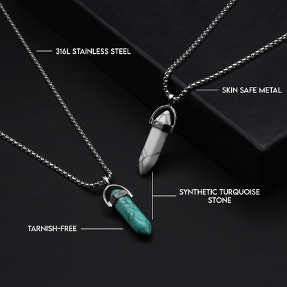 Turquoise White Crystal Pendant - Biraaj