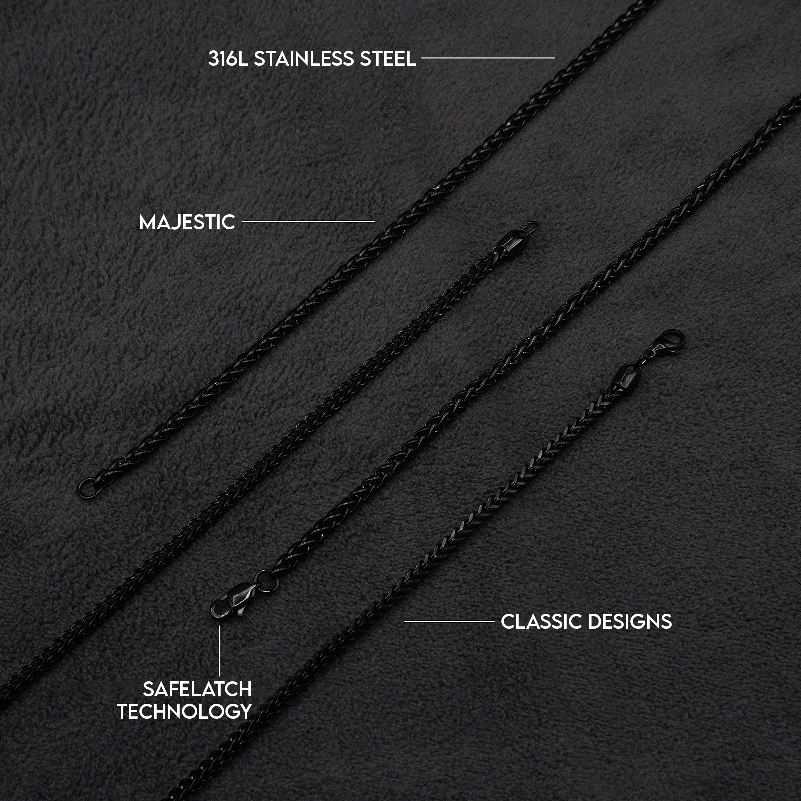 Wheat Chain 4mm (Black) - Biraaj