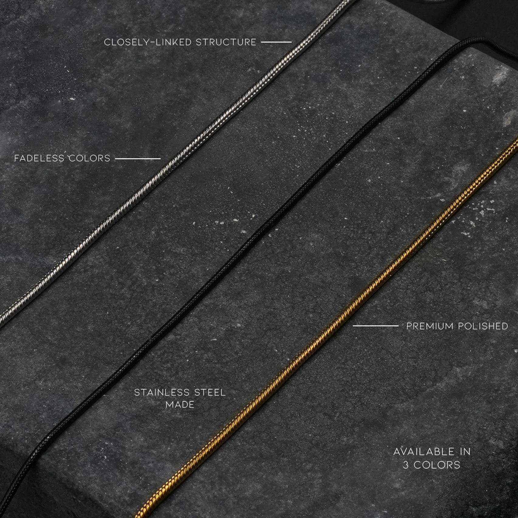 Round Snake Chain (Black) - Biraaj